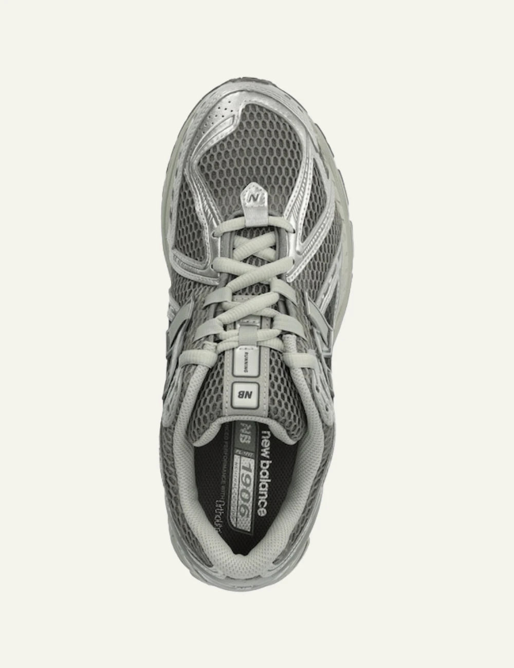 New Balance 1906R silver mesh sneakers top view