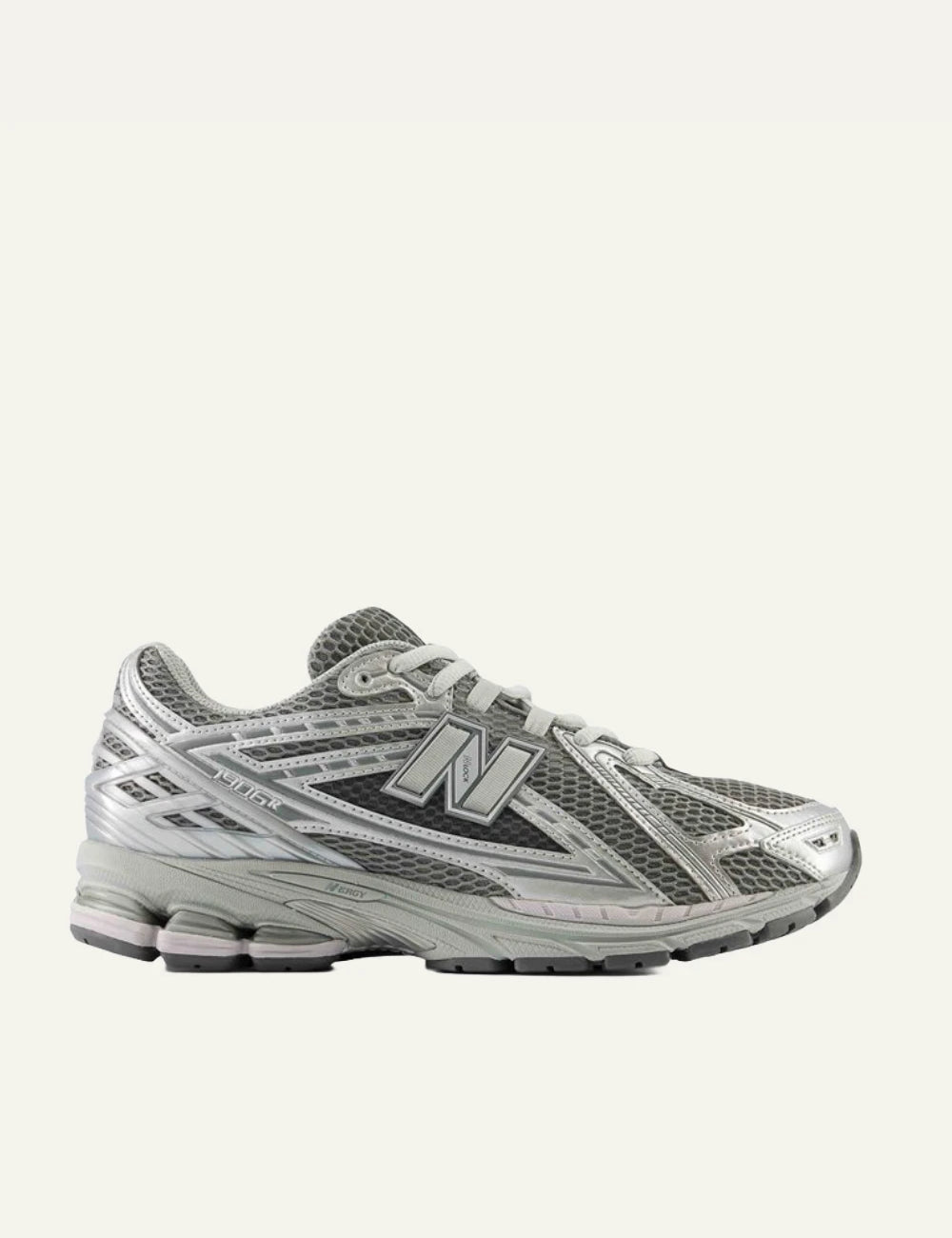 New Balance 1906R women's grey mesh sneakers with silver details side view