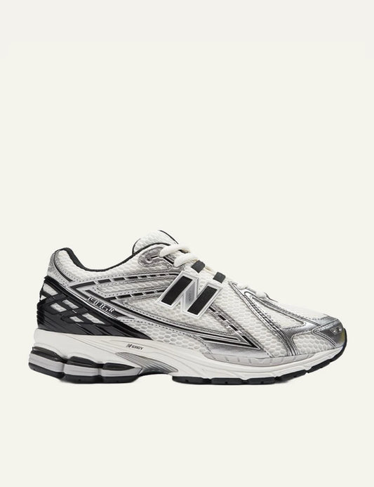New Balance 1906R women's white mesh sneakers with silver and black details side view