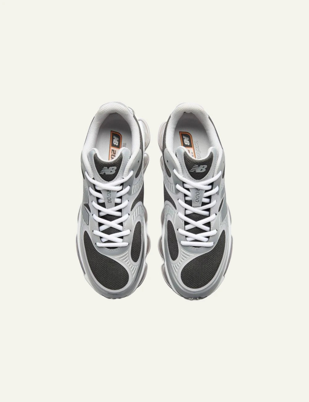 New Balance 2002R sneaker grey black white top view