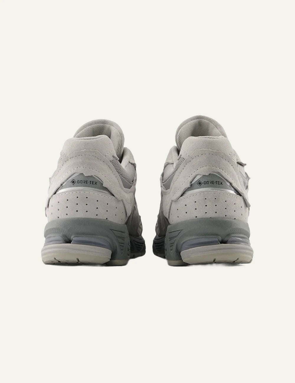 New Balance 2002R grey suede mesh sneakers back view