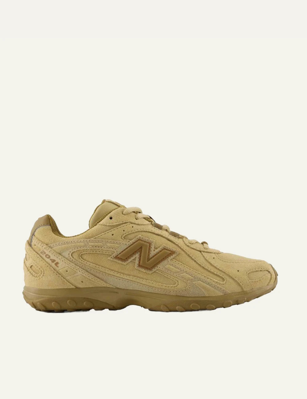 New Balance 204L men's sand suede low profile sneakers side view