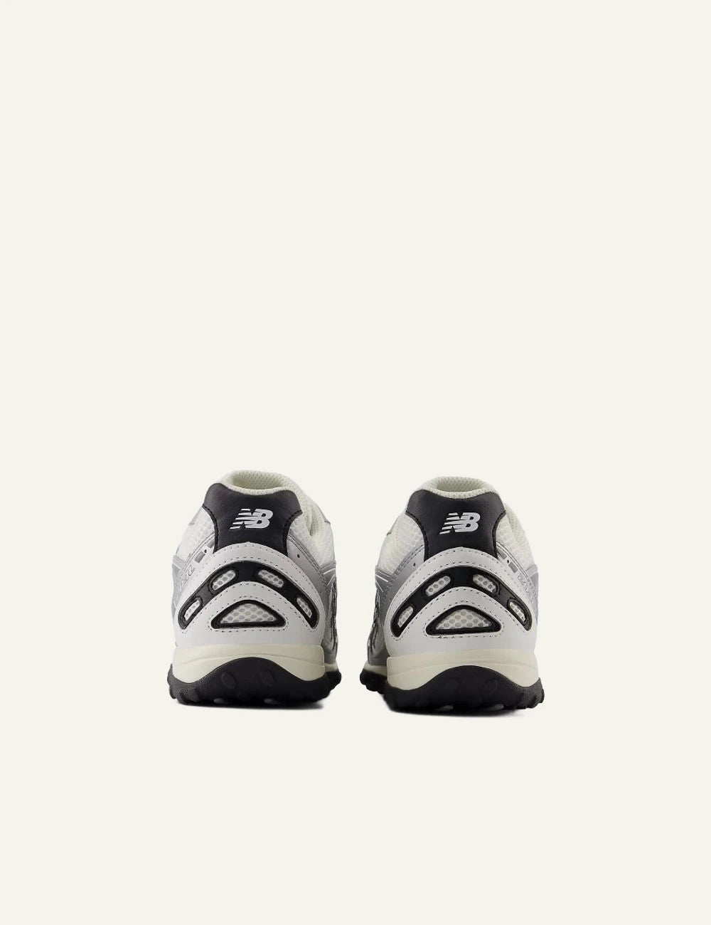 New Balance 204L white grey mesh sneakers with black N logo back view