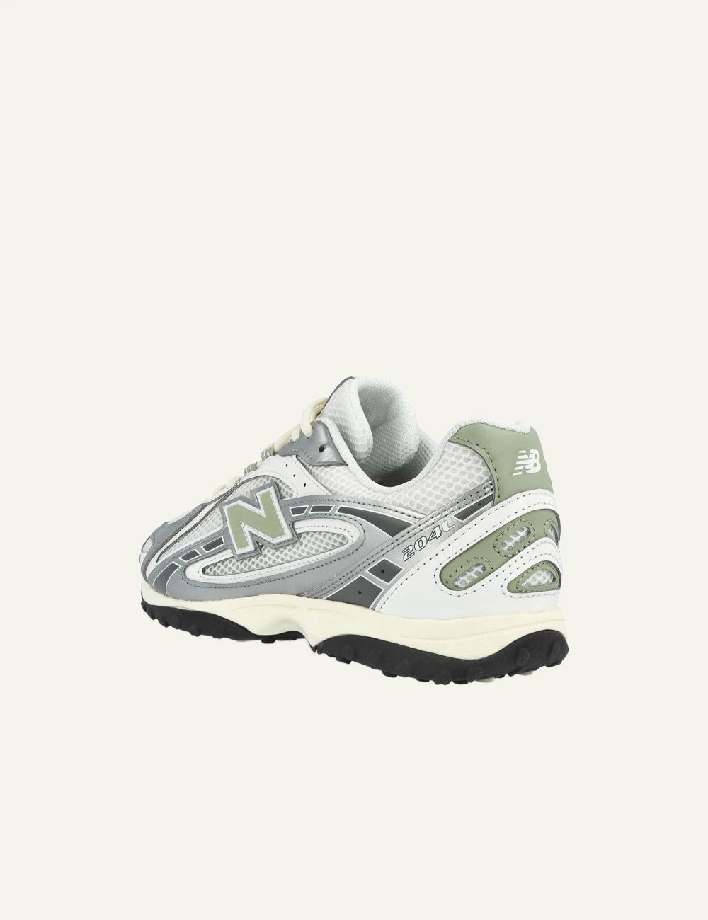 New Balance 204L white grey mint mesh sneakers back view