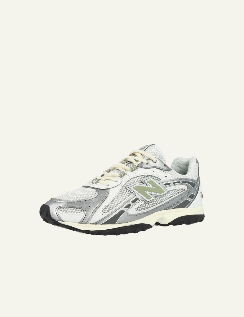 New Balance 204L white grey mint mesh sneakers angled view