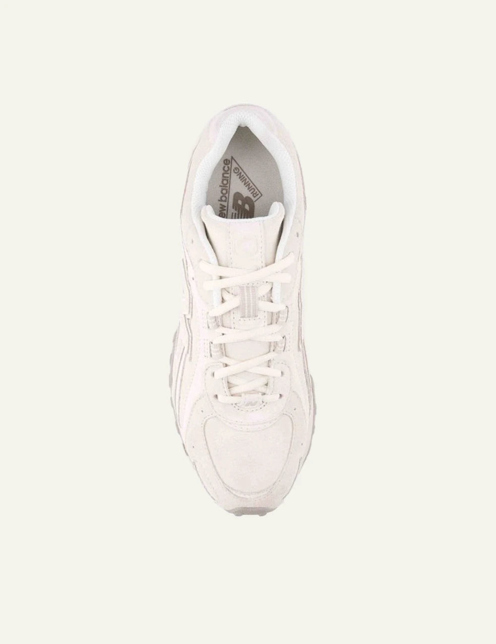 New Balance 204L women's off-white suede low profile sneakers top view
