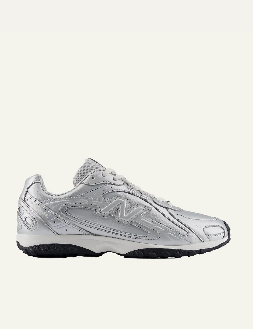 New Balance 204L women's silver metallic low profile sneakers side view