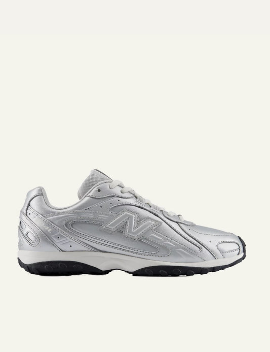 New Balance 204L women's silver metallic low profile sneakers side view
