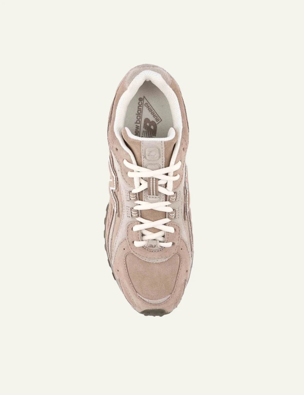New Balance 204L women's taupe suede low profile sneakers top view