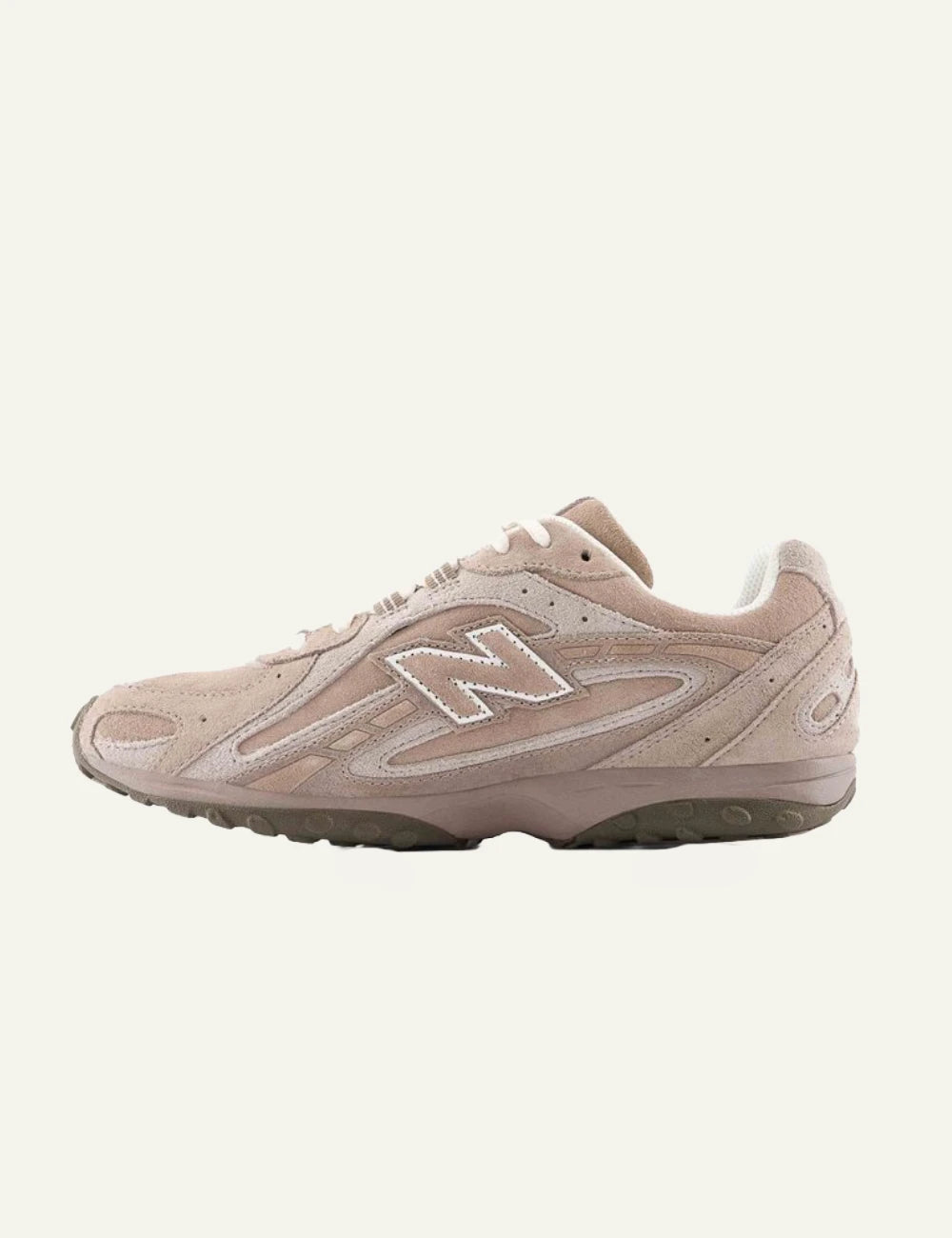 New Balance 204L women's taupe suede low profile sneakers opposite side view