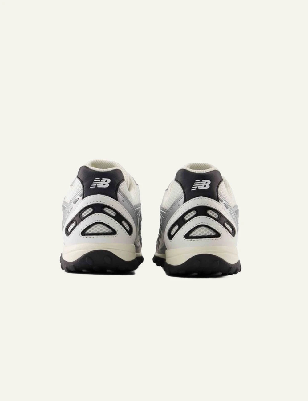 New Balance 204L women's white low profile sneakers with silver details back view