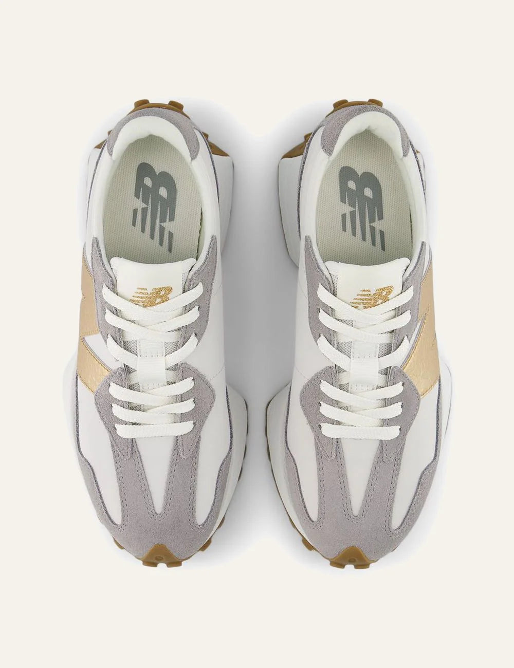 New Balance 327 Sneakers White Grey Beige top view