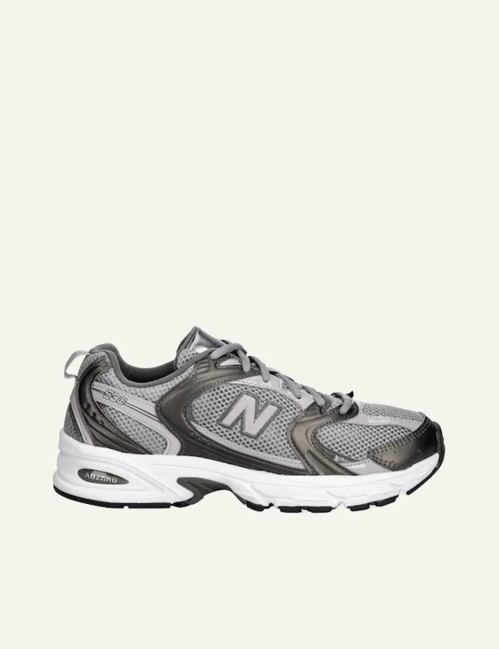New Balance 530 grey mesh sneakers side view