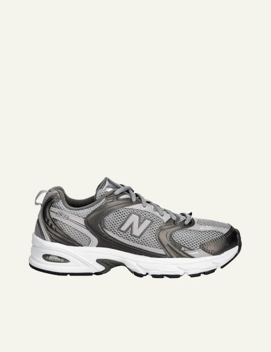 New Balance 530 grey mesh sneakers side view