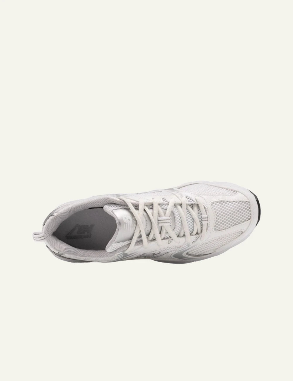 New Balance 530 white mesh sneakers top view