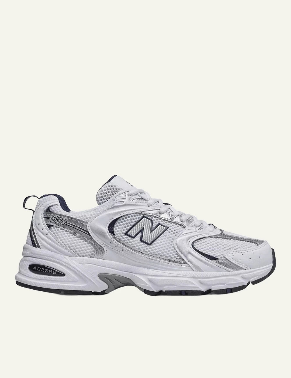 New Balance 530 sneaker white silver side view