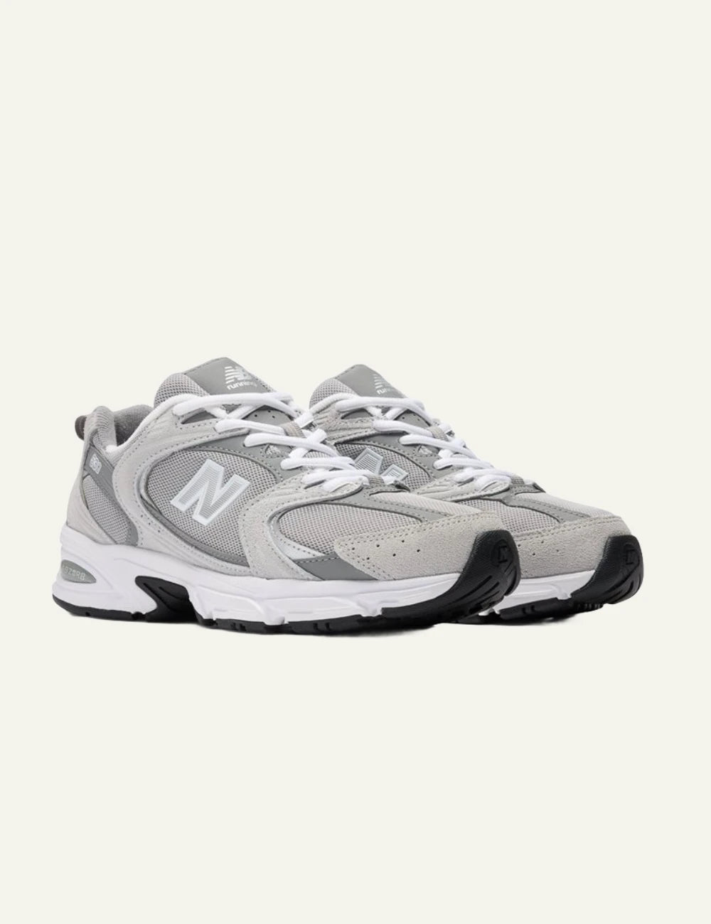 New Balance 530 women's grey mesh and suede sneakers pair view