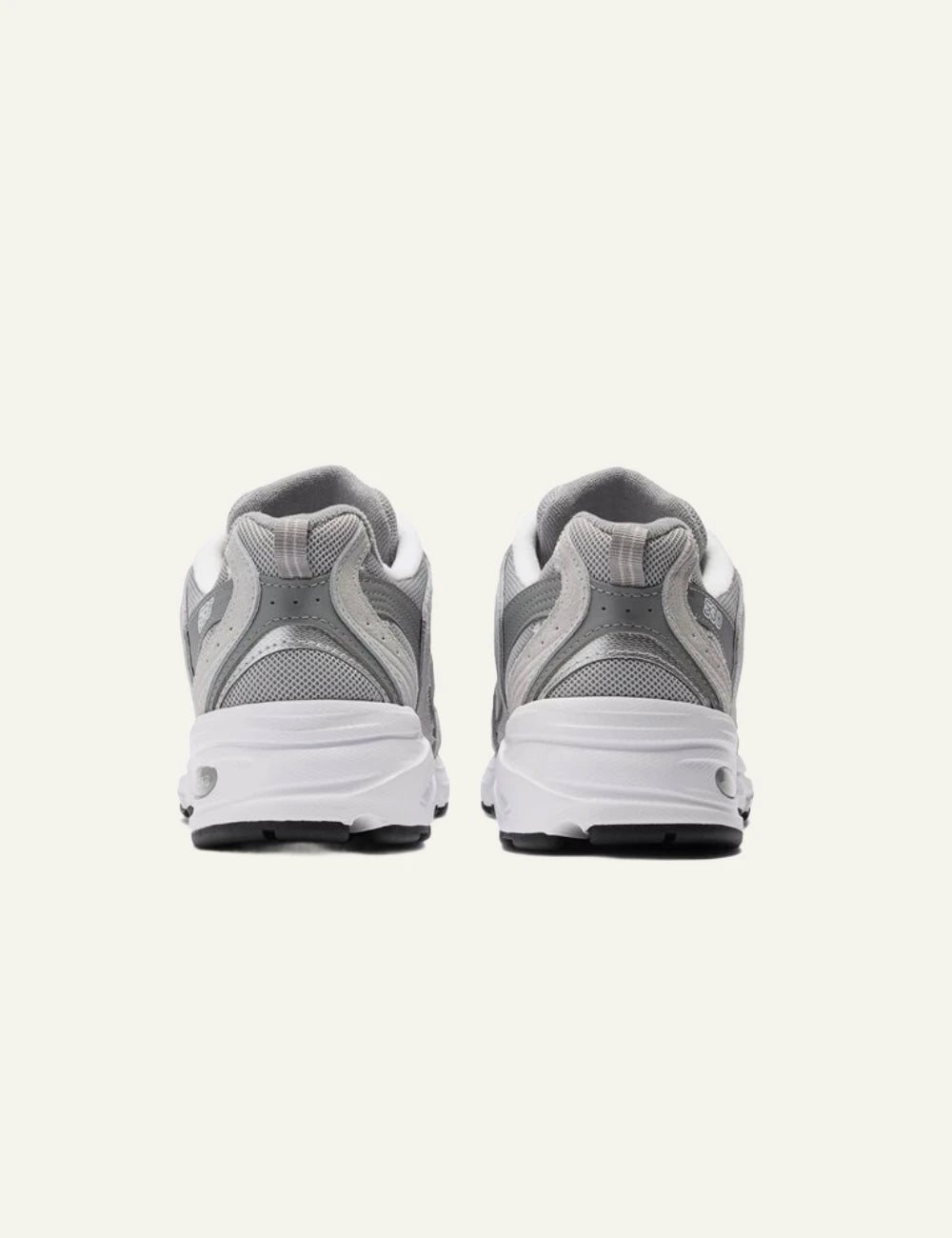 New Balance 530 women's grey mesh and suede sneakers back view