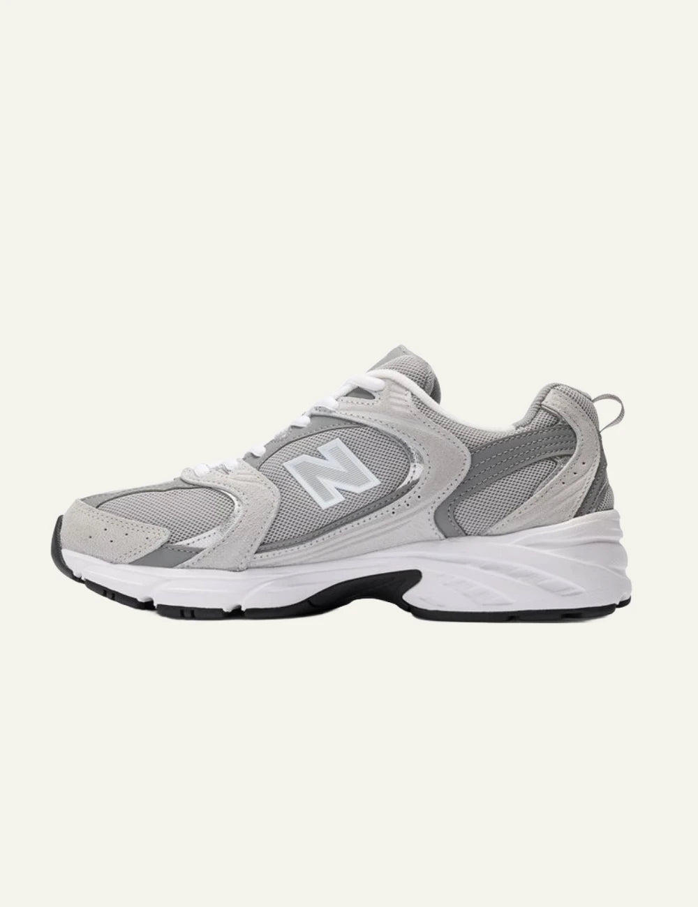 New Balance 530 women's grey mesh and suede sneakers opposite side view
