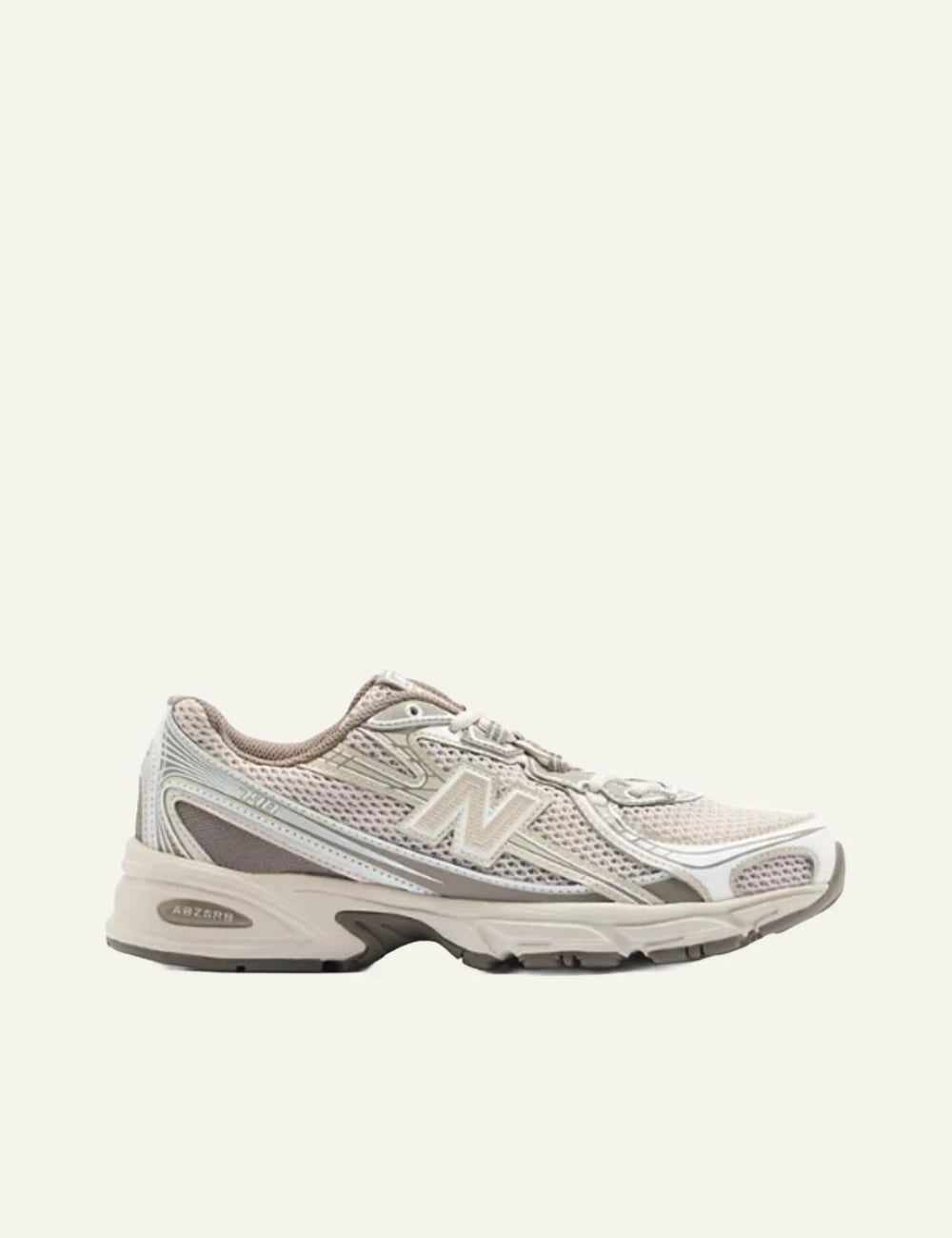 New Balance 740 beige mesh sneakers side view
