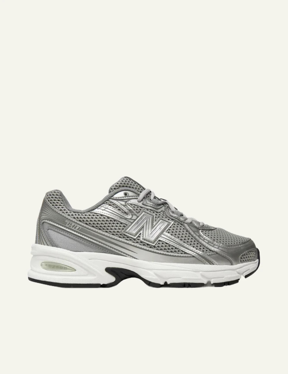 New Balance 740 silver mesh sneakers side view