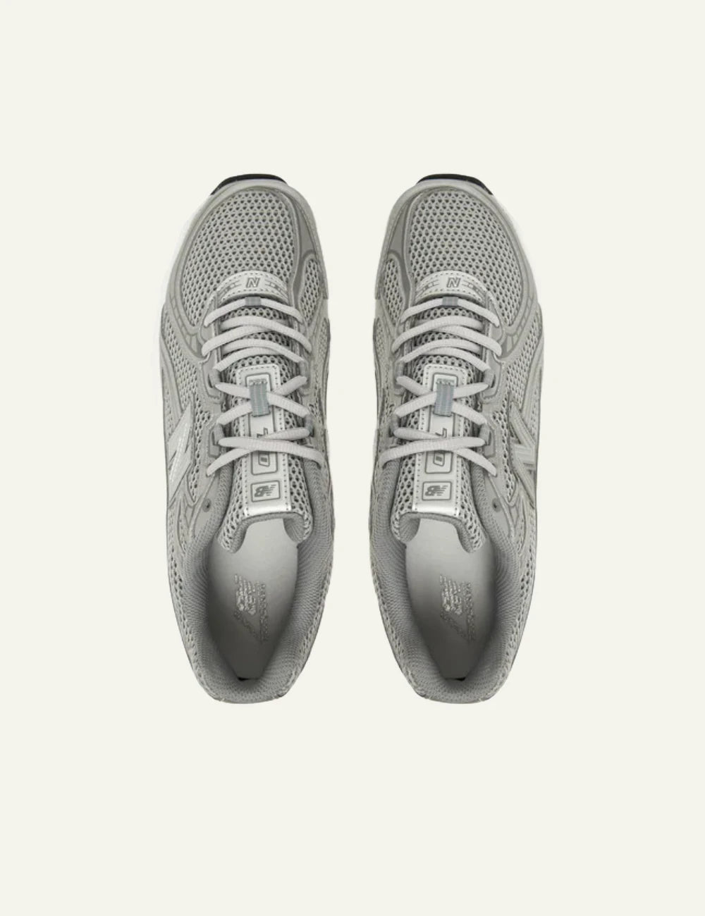 New Balance 740 silver mesh sneakers top view