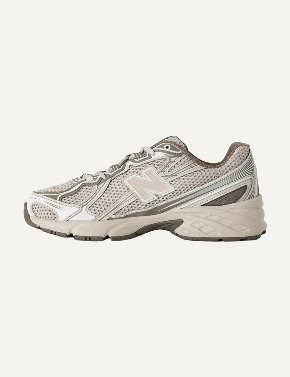 New Balance unisex beige suede and mesh sneakers profile