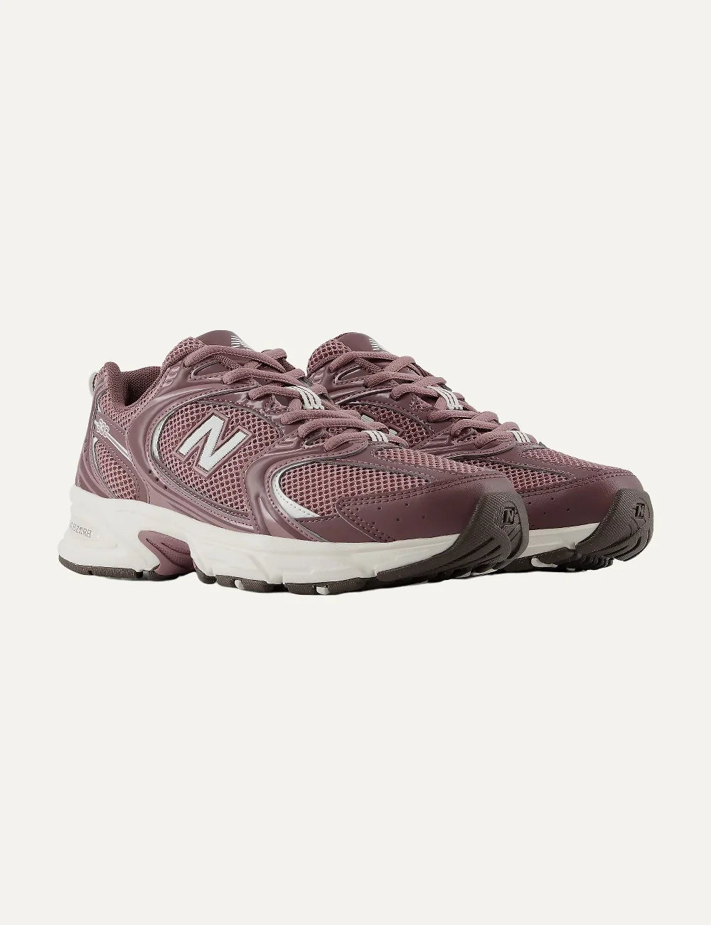 New Balance unisex burgundy suede and mesh sneakers with ABZORB cushioning angled