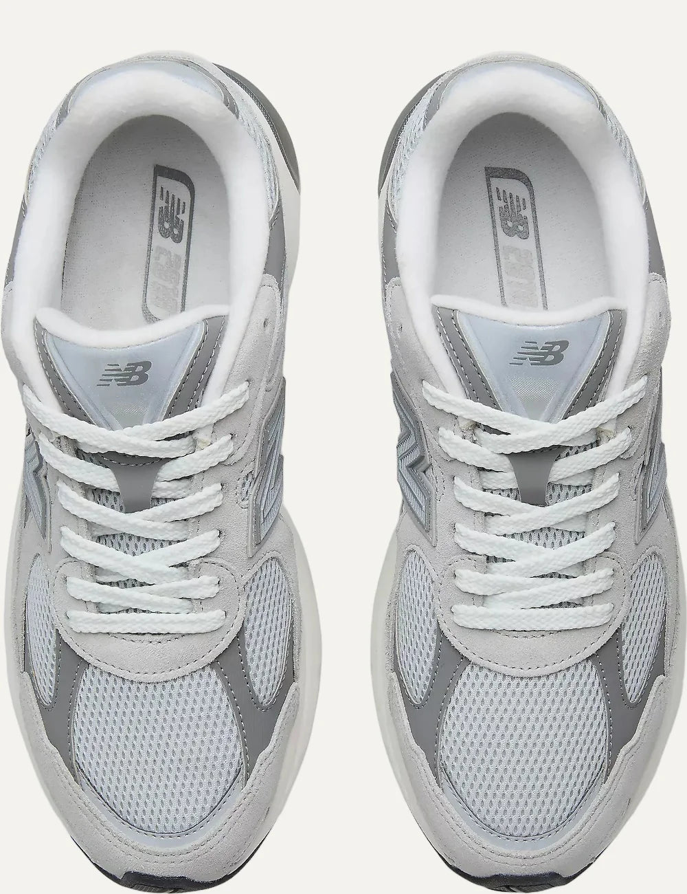 New Balance unisex light grey suede mesh sneakers with ABZORB cushioning top