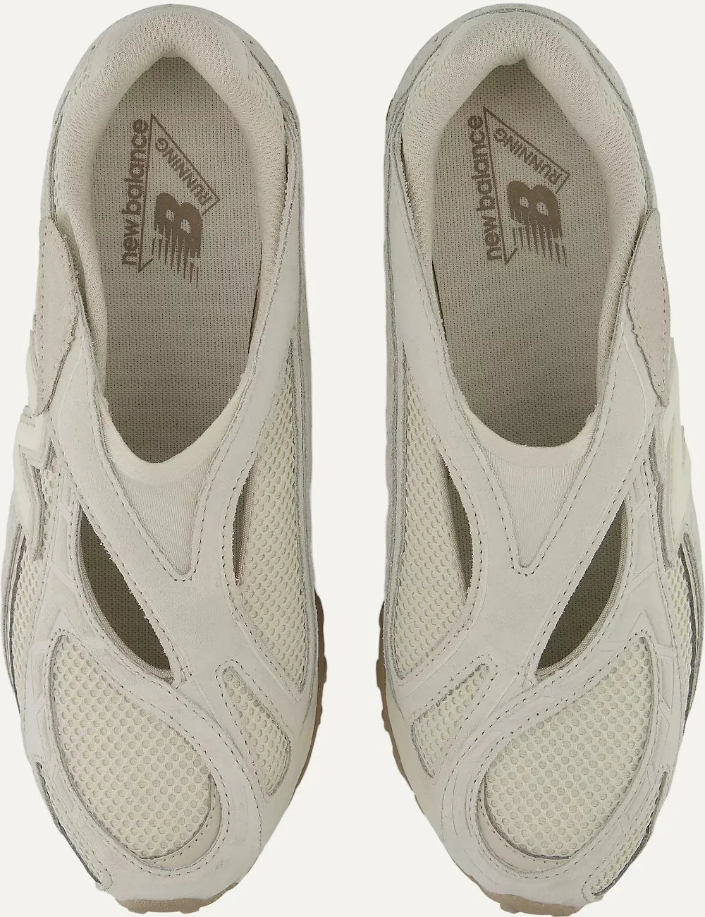 New Balance unisex off-white suede and mesh low profile sneakers top