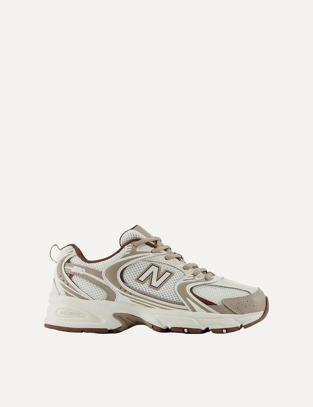 New Balance unisex white beige suede and mesh sneakers with ABZORB cushioning