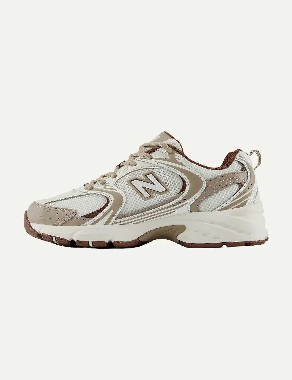 New Balance unisex white beige suede and mesh sneakers with ABZORB cushioning profile