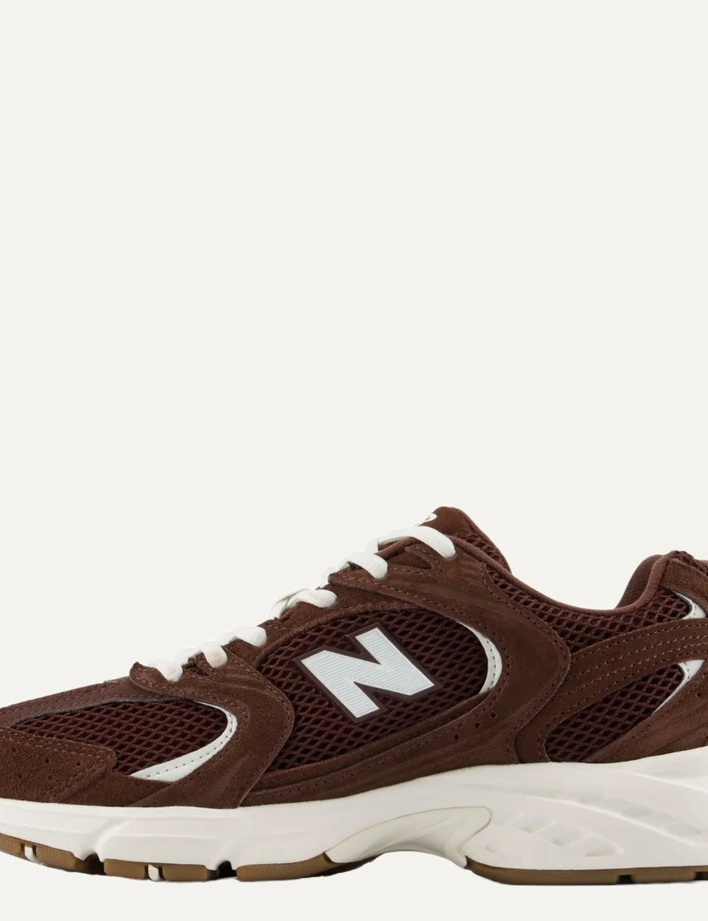  New Balance women's leather and mesh sneakers in dark brown profile