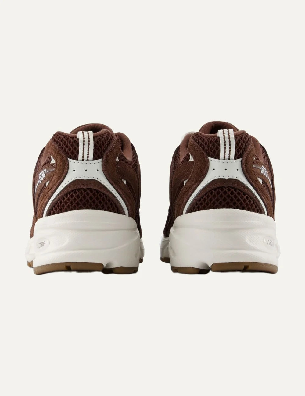  New Balance women's leather and mesh sneakers in dark brown back