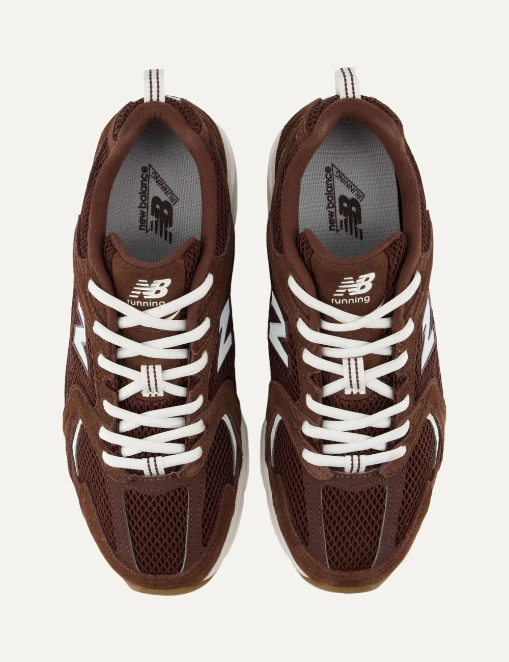  New Balance women's leather and mesh sneakers in dark brown top