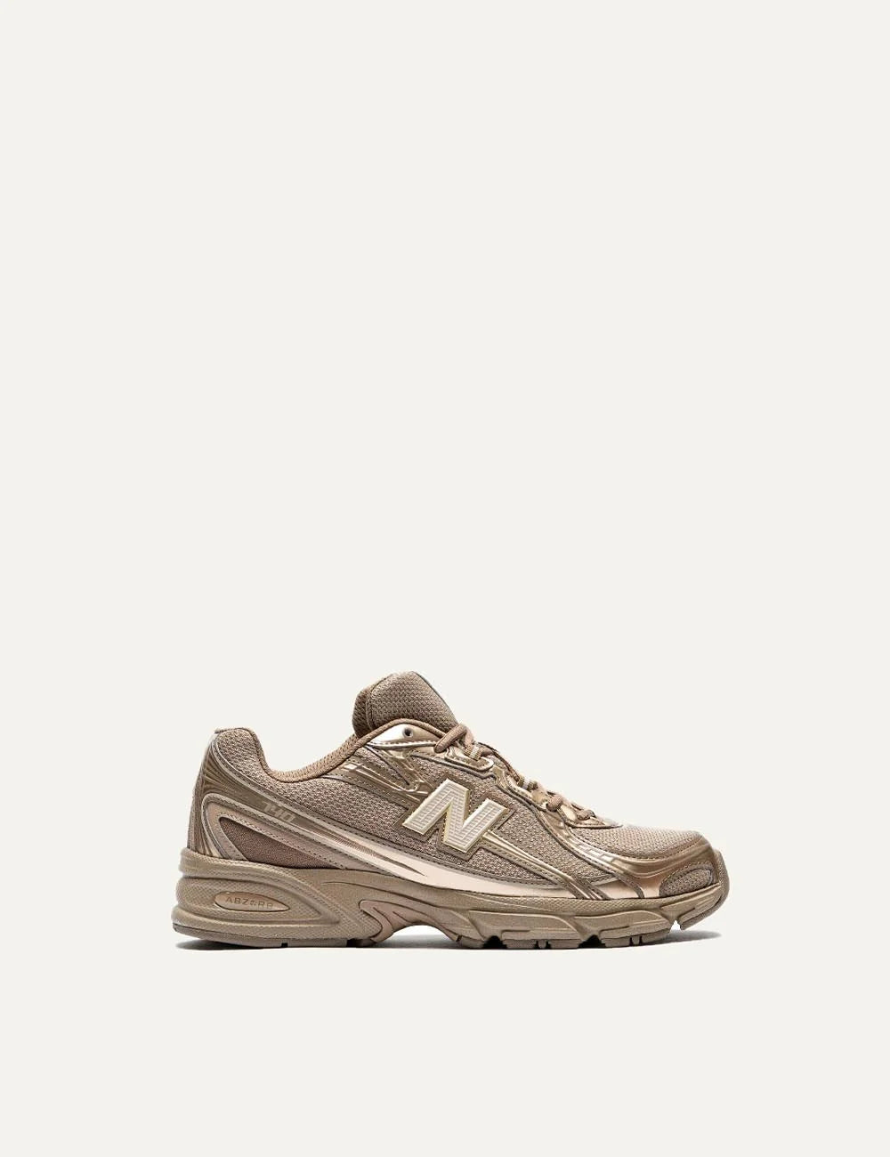 New Balance women's mesh sneakers in brown with metallic details