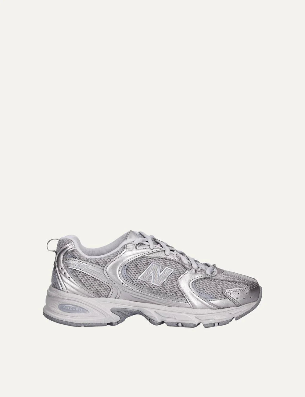 New Balance women's mesh sneakers in metallic silver