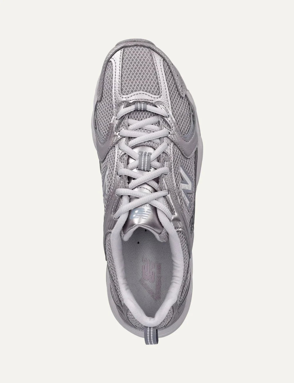 New Balance women's mesh sneakers in metallic silver top
