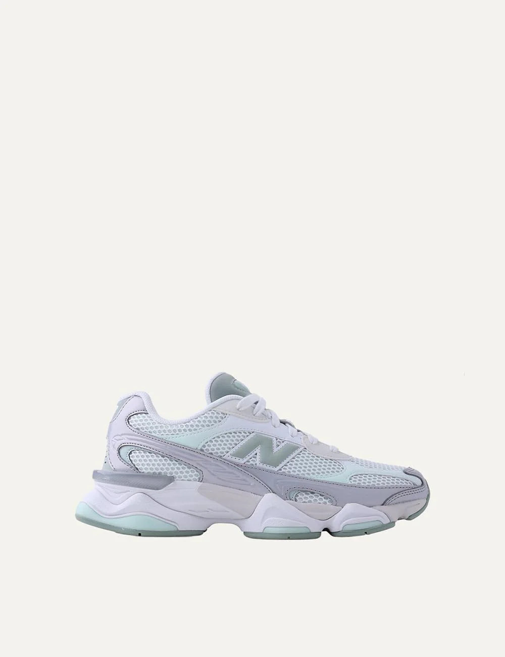 New Balance women's mesh sneakers in white with pastel green details