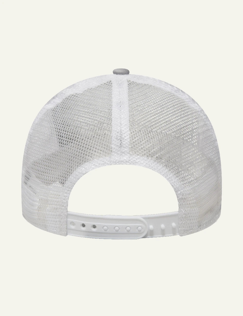New Era NY Yankees trucker cap grey white logo mesh back view