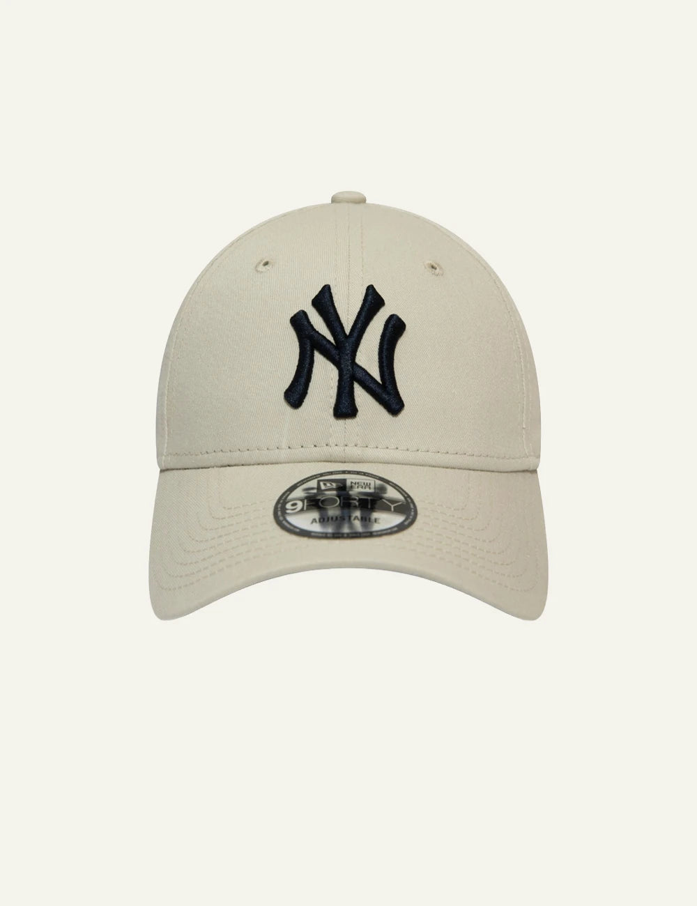 New Era NY Yankees cap beige black logo curved visor front view