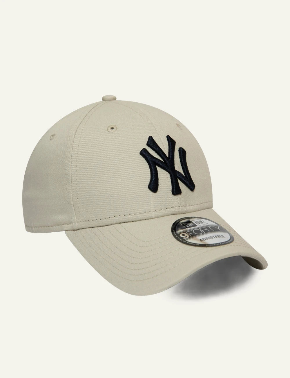 New Era NY Yankees cap beige black logo curved visor profile view