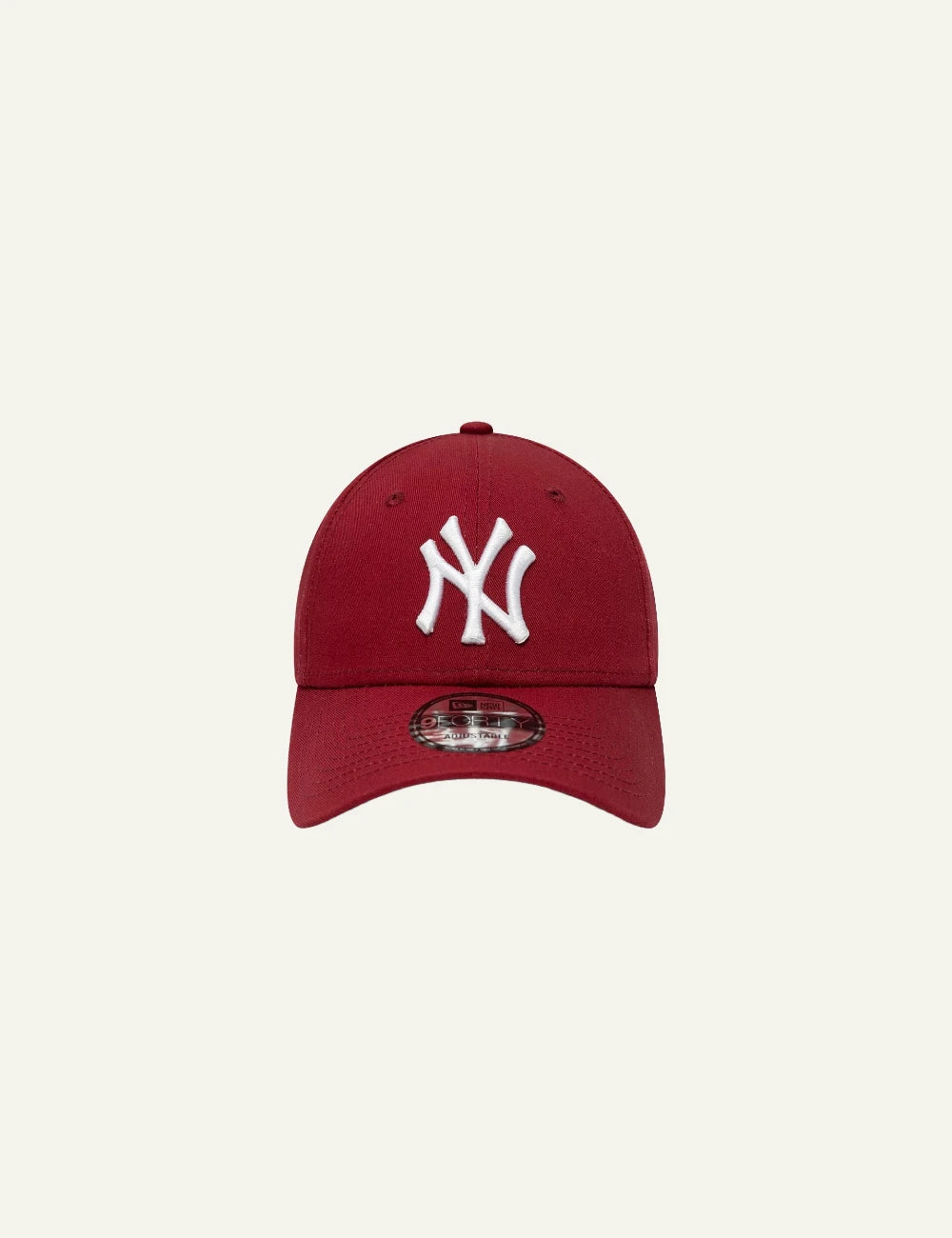 New Era NY Yankees cap red white logo curved visor front view