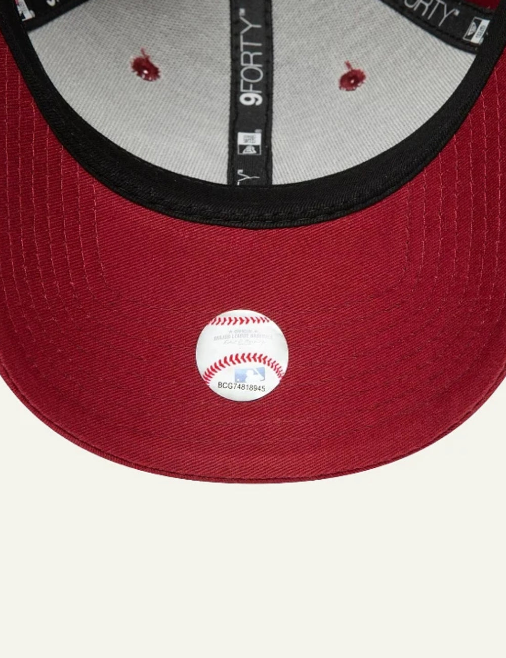New Era NY Yankees cap red white logo curved visor detail view