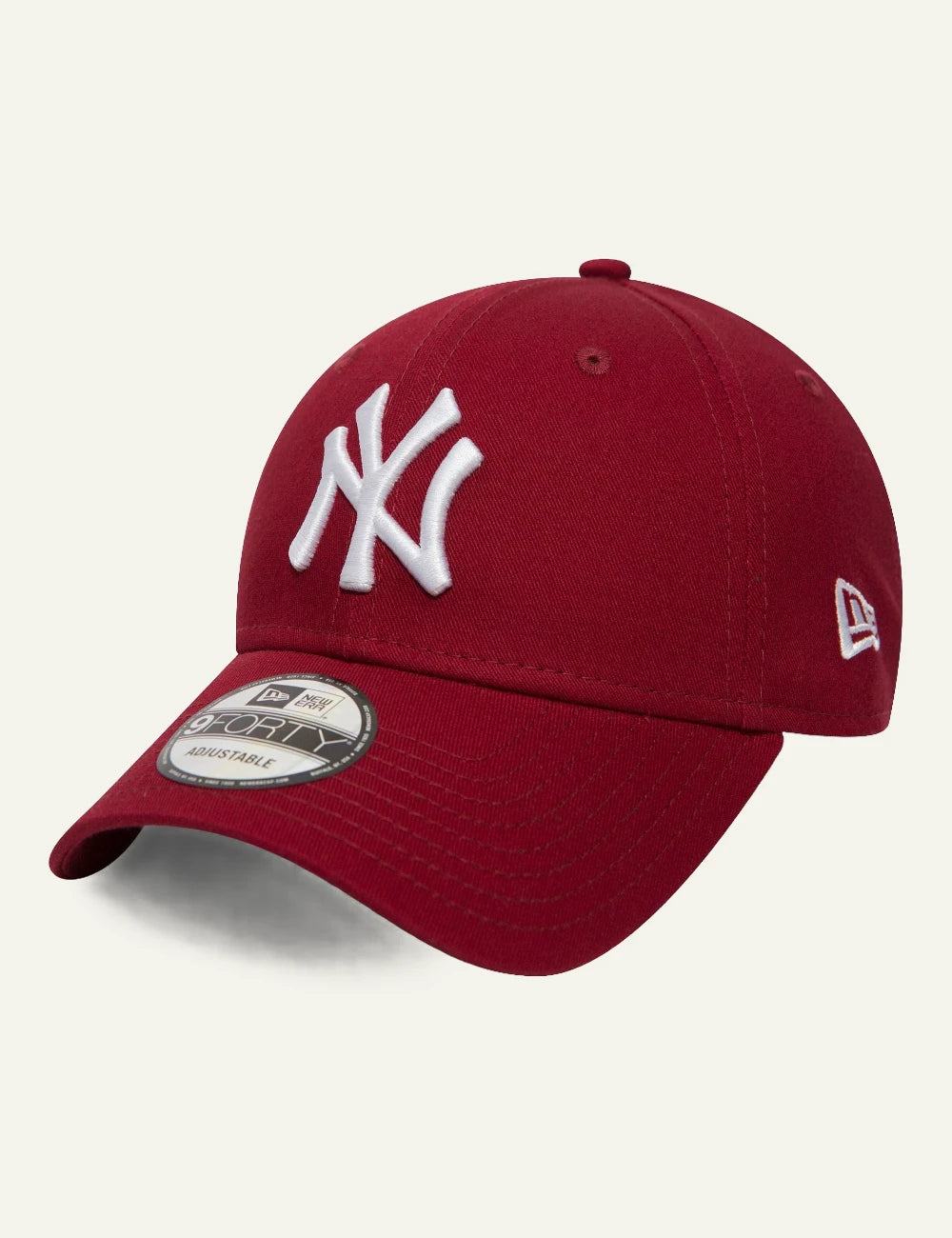 New Era NY Yankees cap red white logo curved visor side view