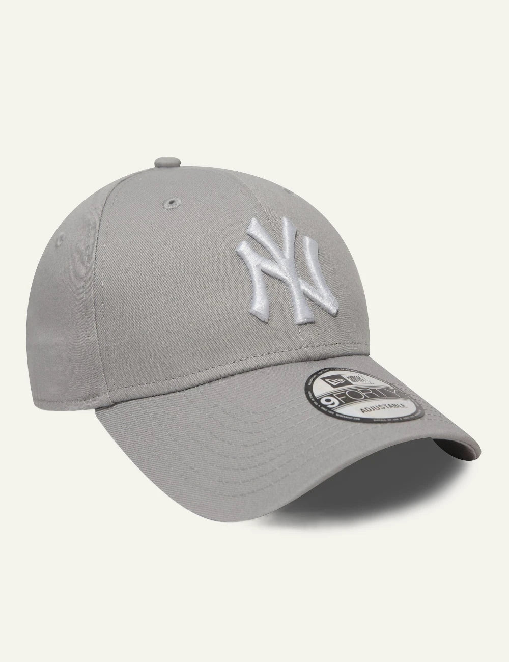 New Era NY Yankees cap grey white logo curved visor profile view