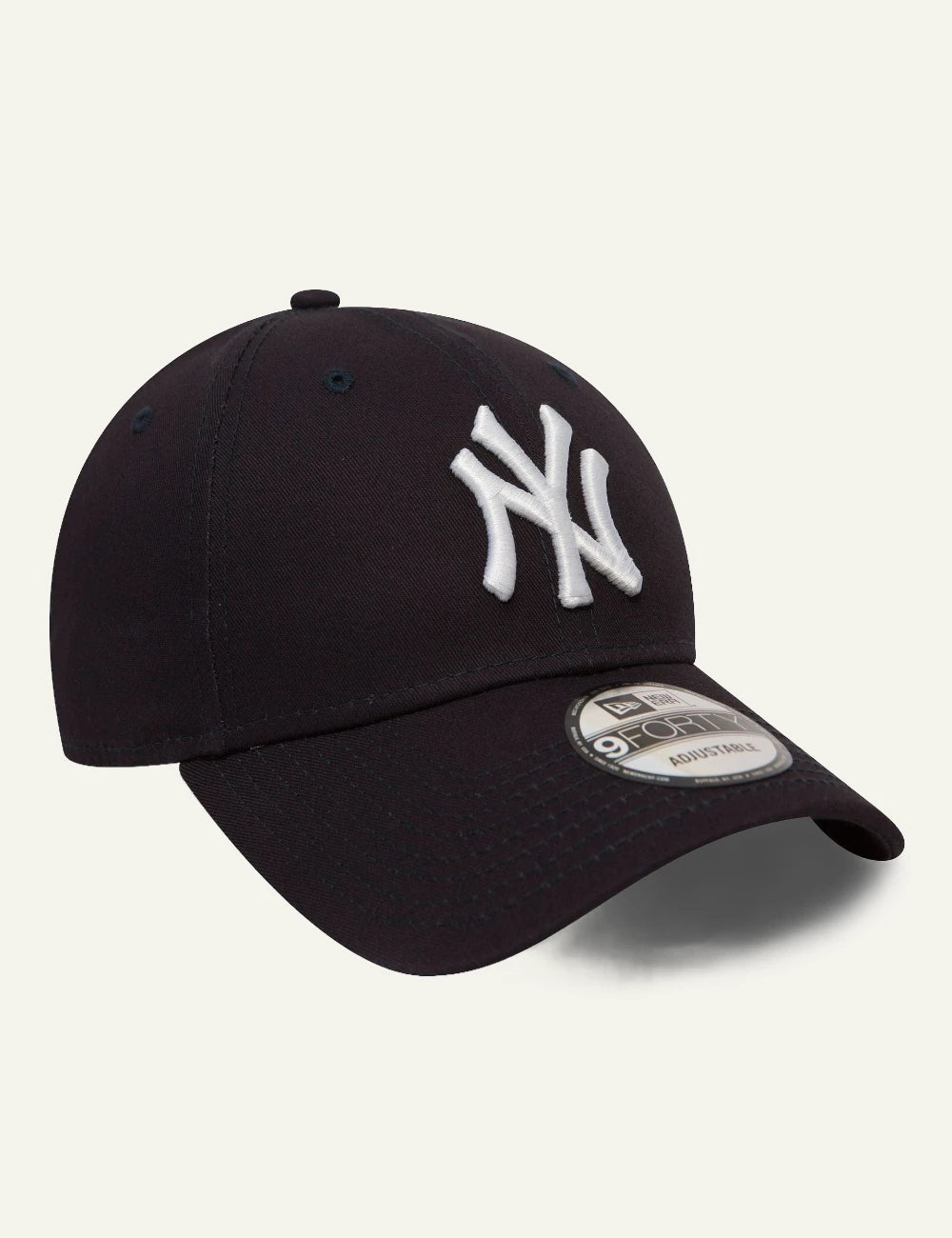 New Era NY Yankees cap navy white logo curved visor profile view