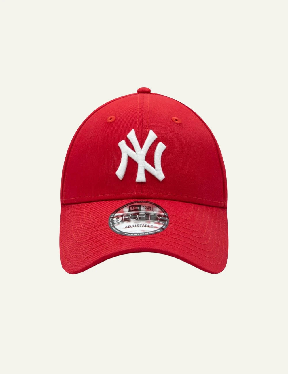 New Era NY Yankees cap red white logo curved visor front_view