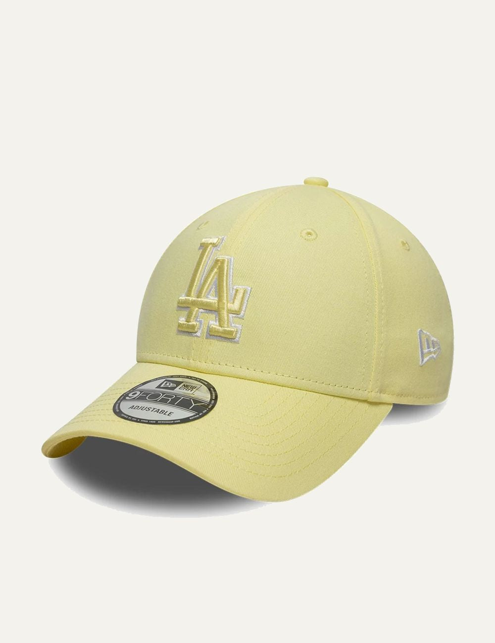 New Era LA Dodgers pastel yellow cap profile view