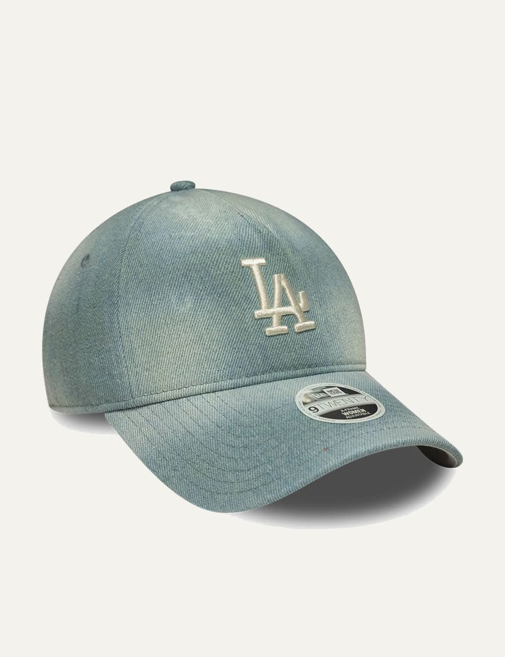 New Era LA Dodgers denim cap light blue side view